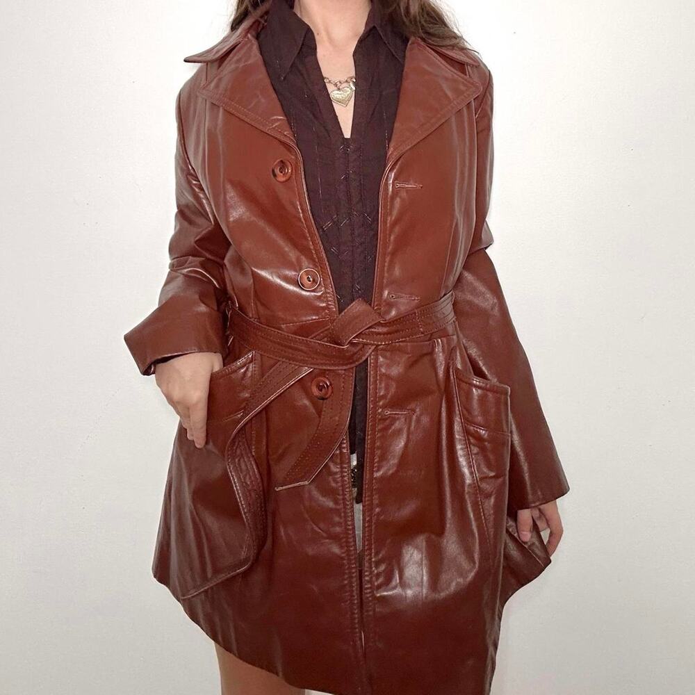Vintage leather trench coat *READ DESCRIPTION*